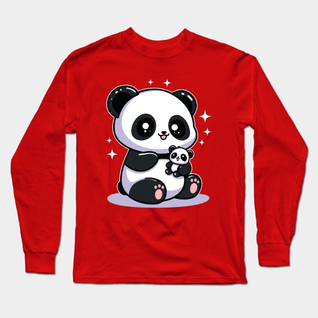 Mama & Baby Panda Long Sleeve T-Shirt by JS Arts